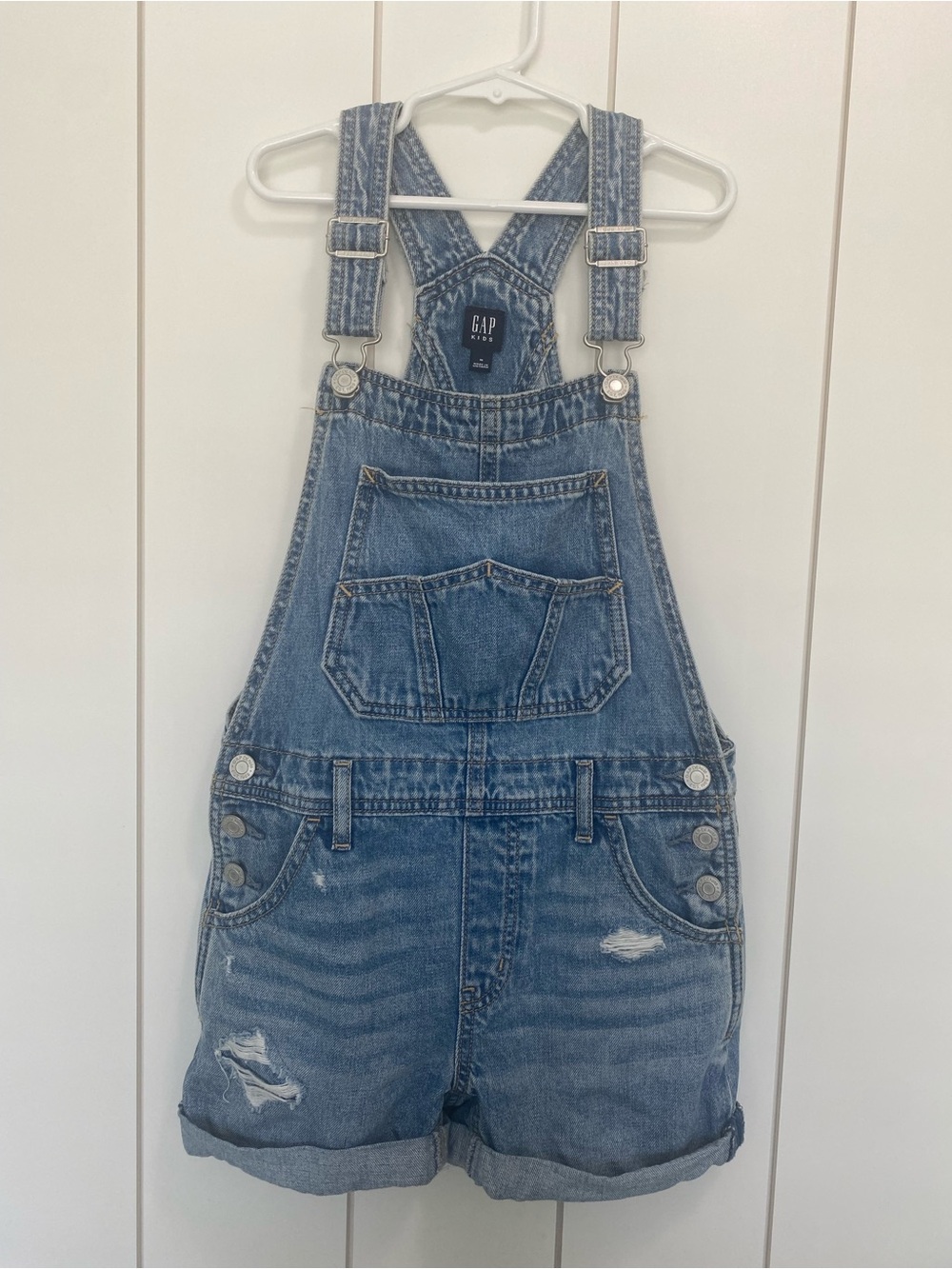 GAP Kids Distressed Denim Short Overalls